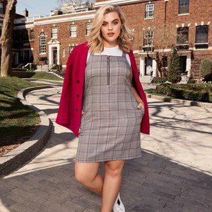 Addition Elle Plaid Pinafore Dress with Zipper